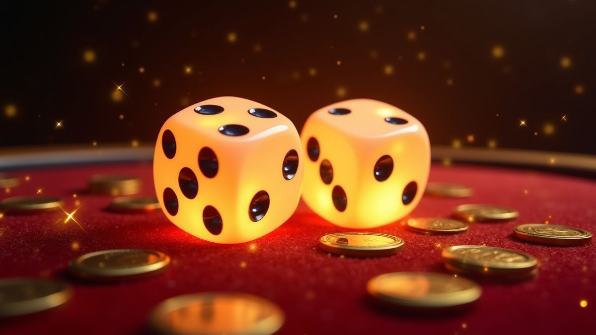 Dés brillants roulant sur une table de casino