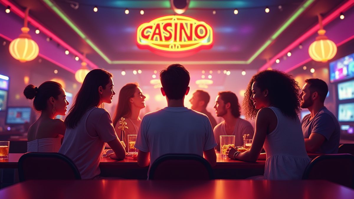 Mensen die genieten van een levendig casino.