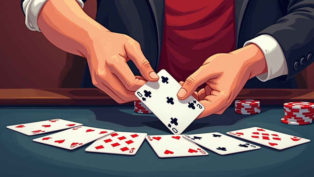 Standard deck of 52 cards in a casino environment.