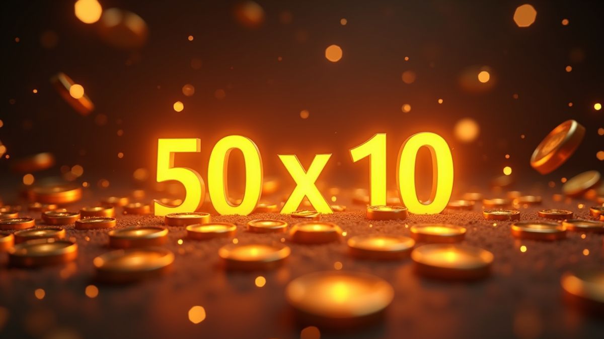 Monedas brillantes con multiplicadores flotando.