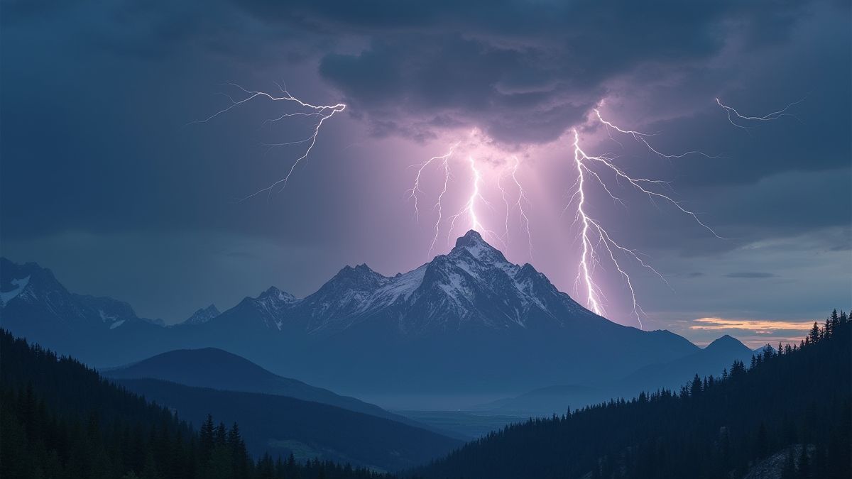 Tormenta électrique sur le Mont Olympe avec des runes nordiques flottant.