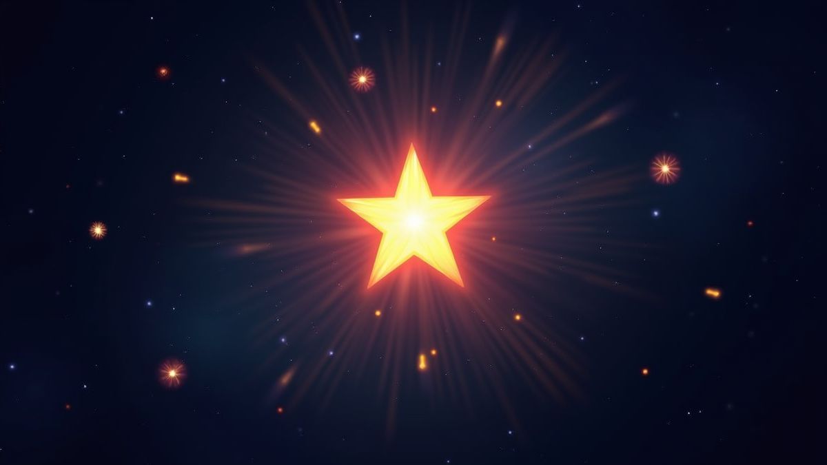 Shining star surrounded by sparkles and multipliers in space.