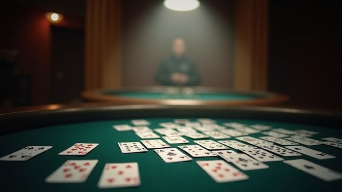 Mesa con cartas boca abajo y ambiente de tensión.