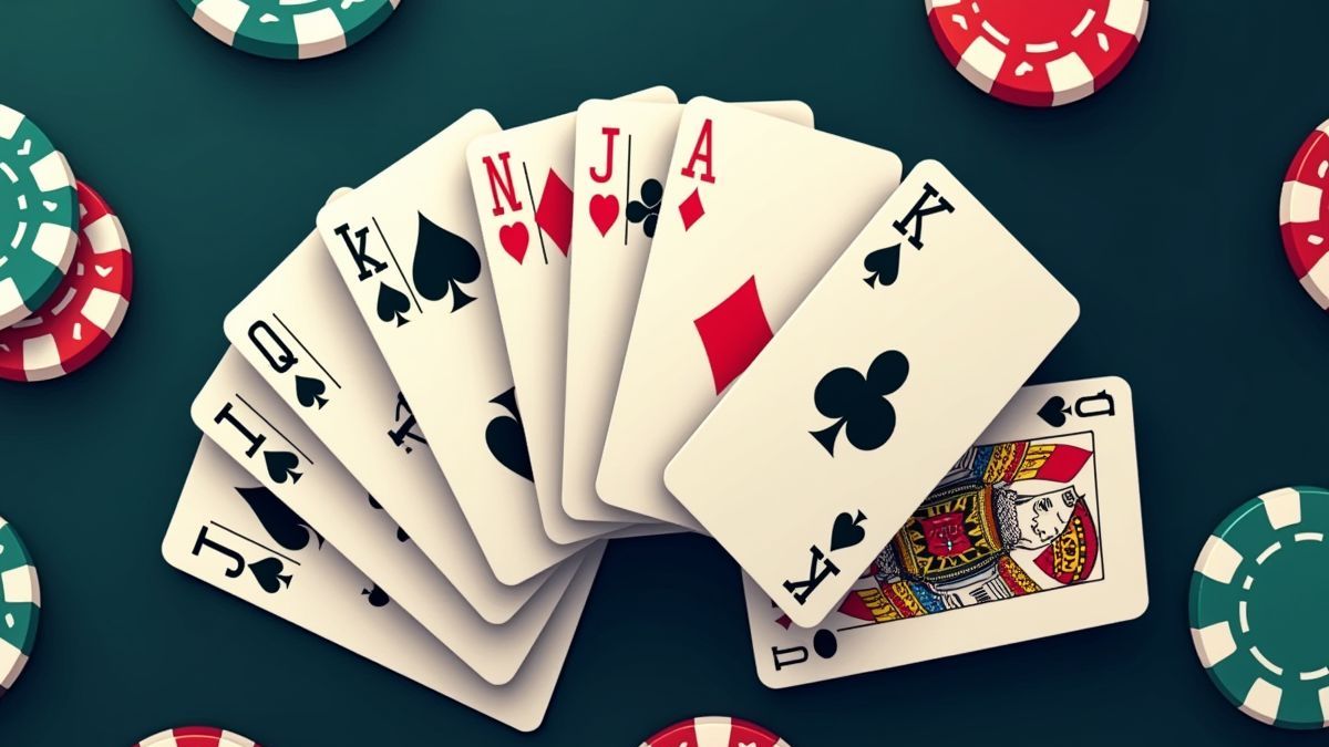Baraja de cartas con fichas de póker