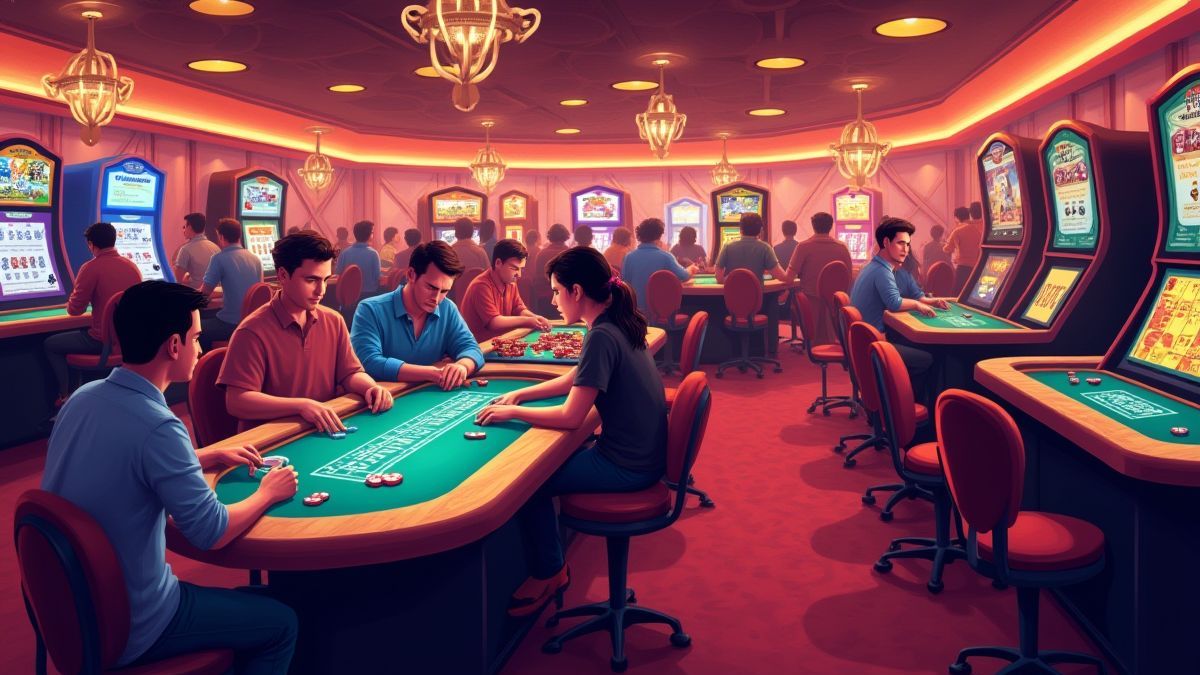 Casino lleno de mesas de póker