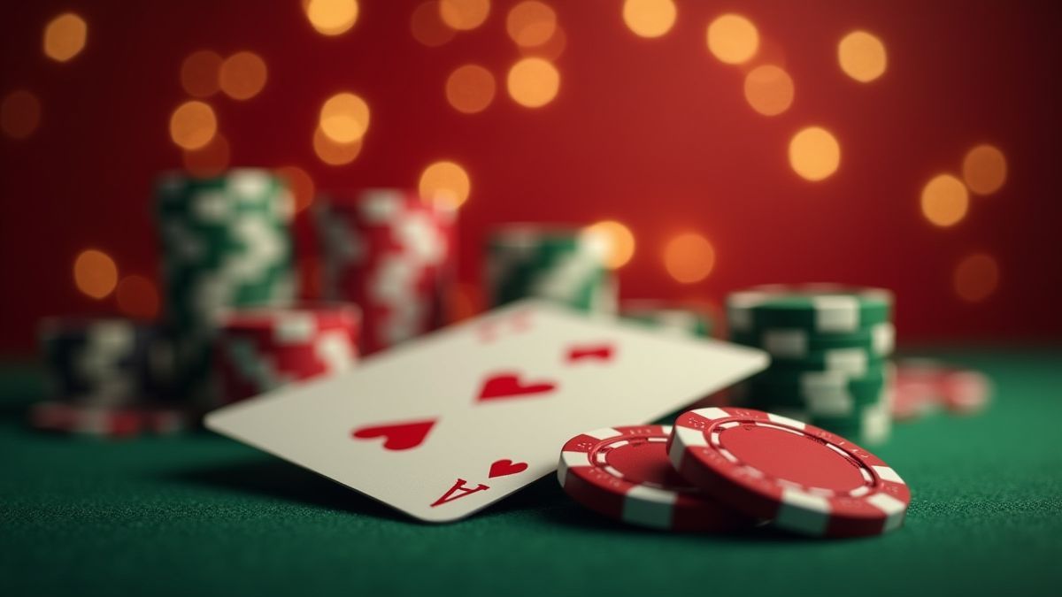 Mano de póker con fichas en un casino