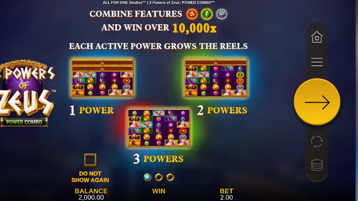 3 Powers of Zeus: POWER COMBO Slot bonus feature