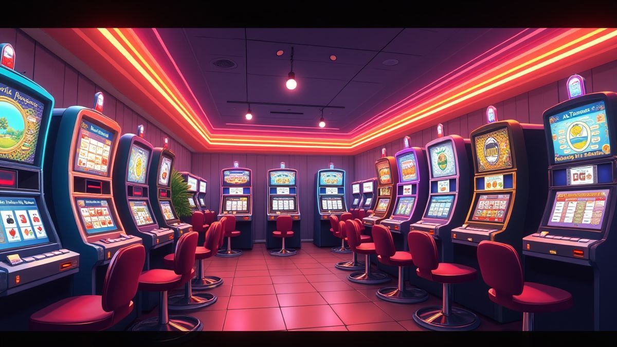 Casino animé style rétro avec décoration de fruits