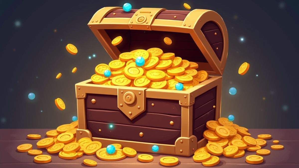 A treasure chest full of gold coins and jewels.