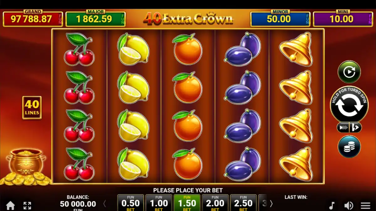 Écran du jeu de base de 40 Extra Crown Golden Coins Link