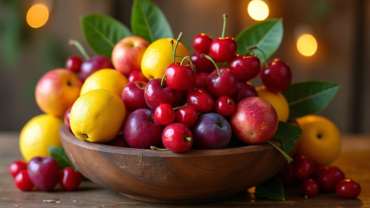 Frutas frescas en un cuenco colorido