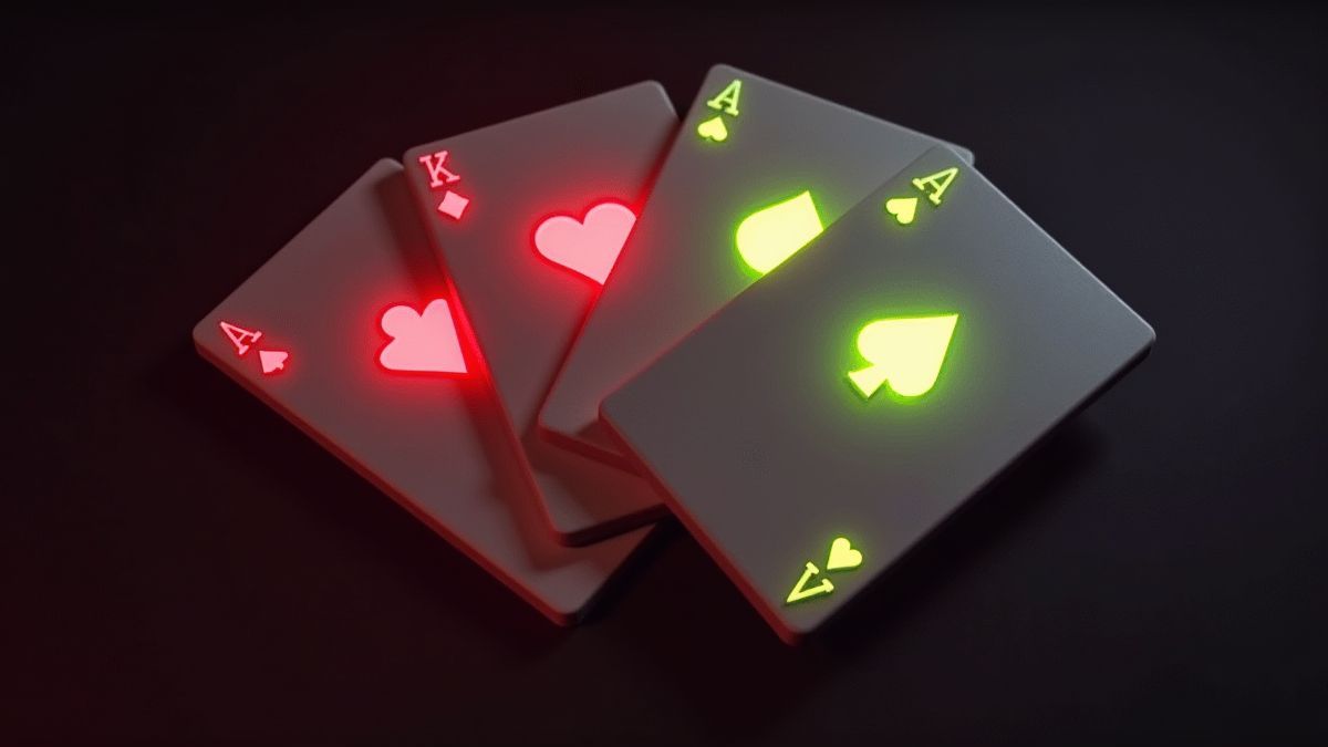 Baraja de cartas com cores brilhantes para a função de aposta.
