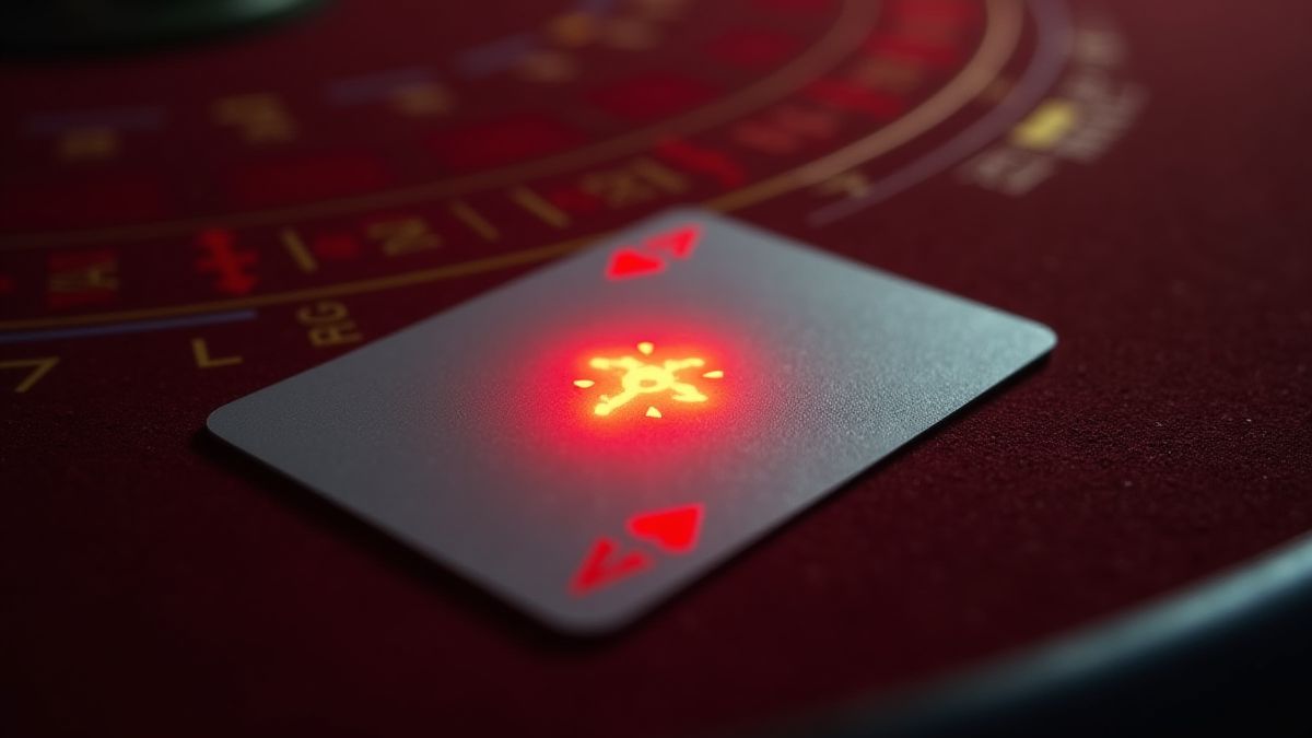 Comodín resplandeciente en una mesa de casino.