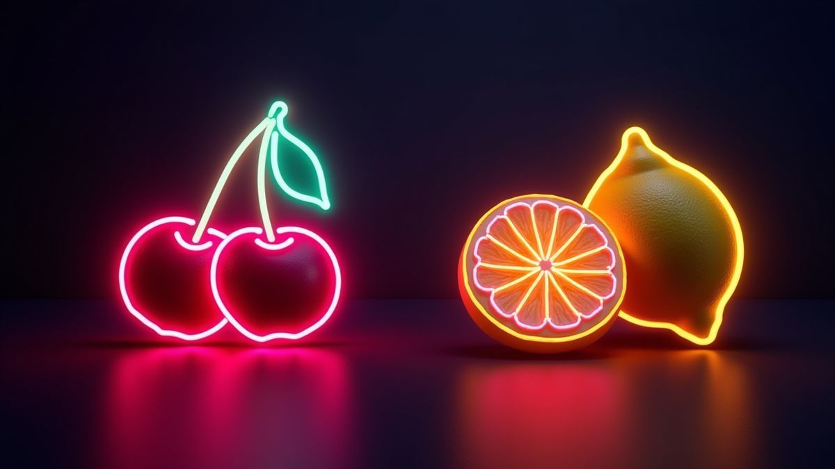 Bright neon fruit design.