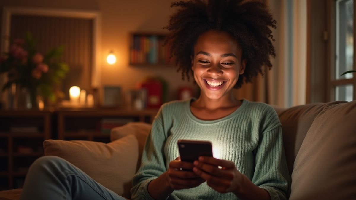 Personne grattant une carte virtuelle sur son mobile.