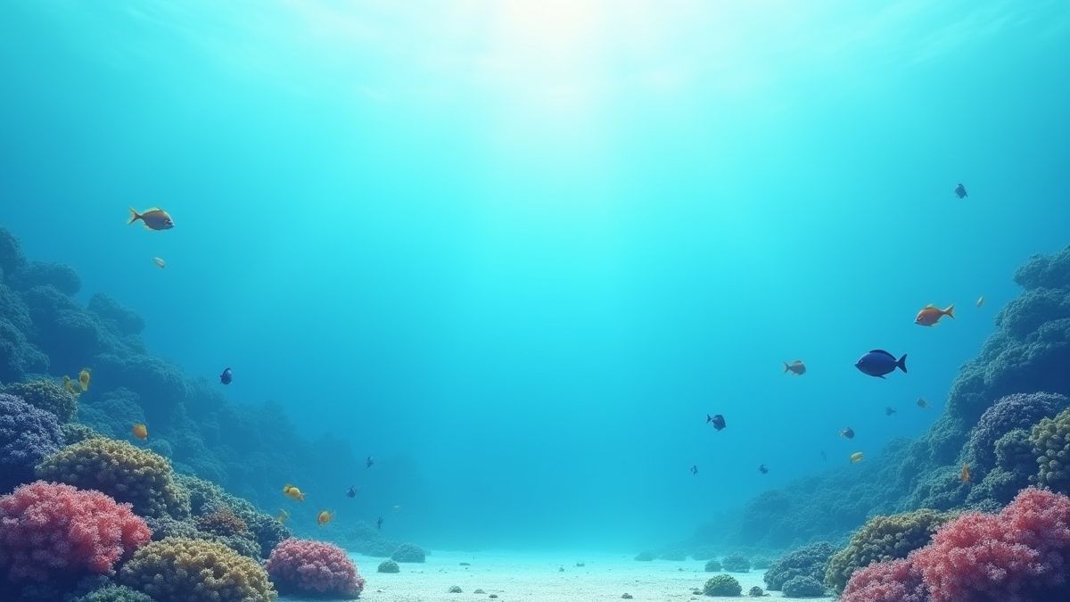 Minimalistische Unterwasserszene mit Korallen und Fischen