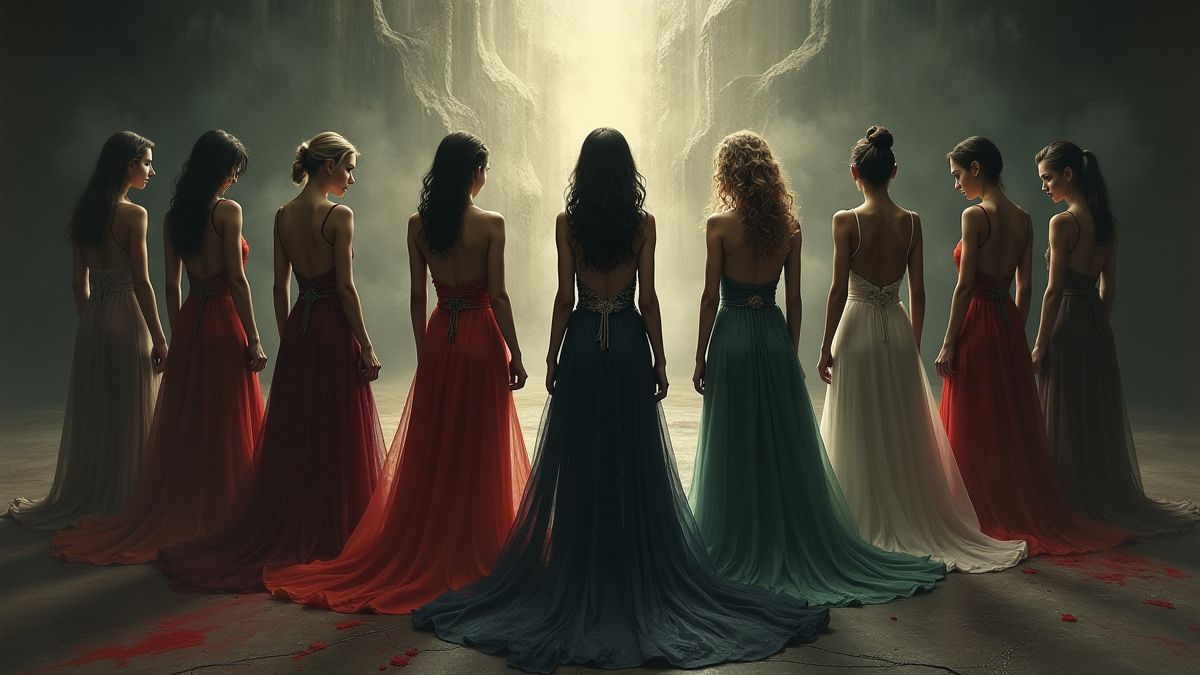 Représentation des sept femmes dans un cercle mystique.