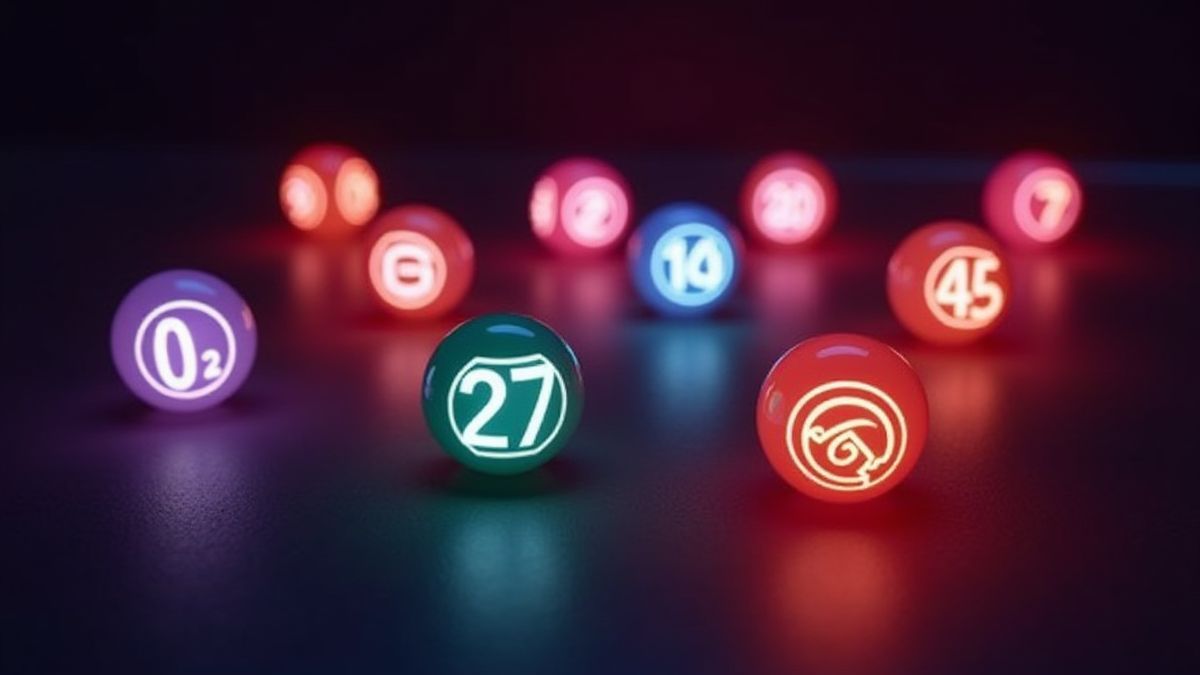 Bingoballen die fel oplichten tegen een donkere achtergrond.