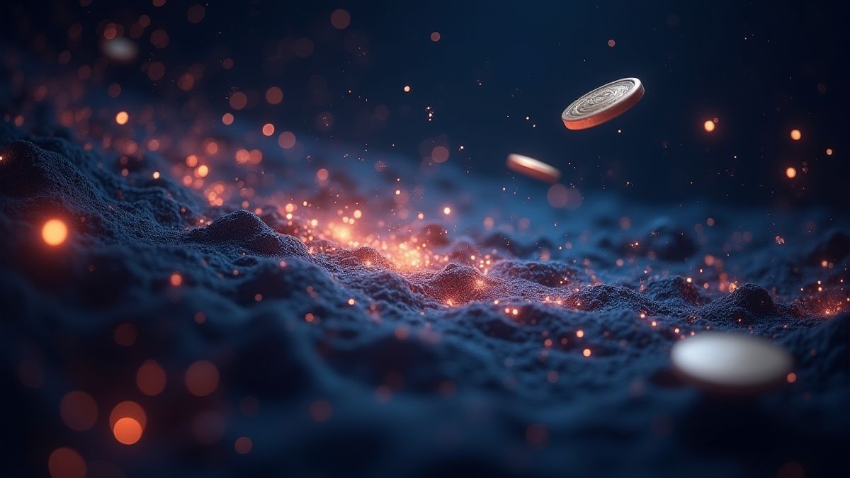 Bright stars and coins floating in space