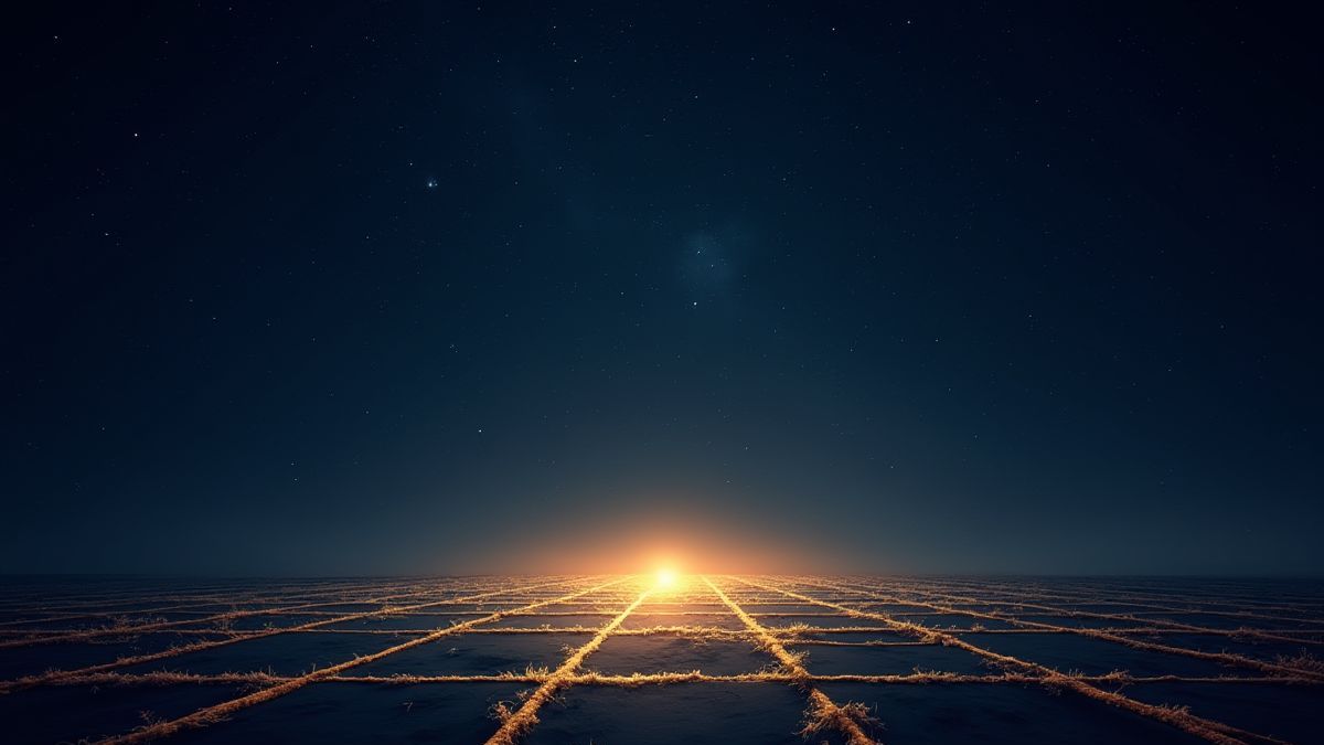 Un cielo estrellado con una cuadrícula dorada en el centro.