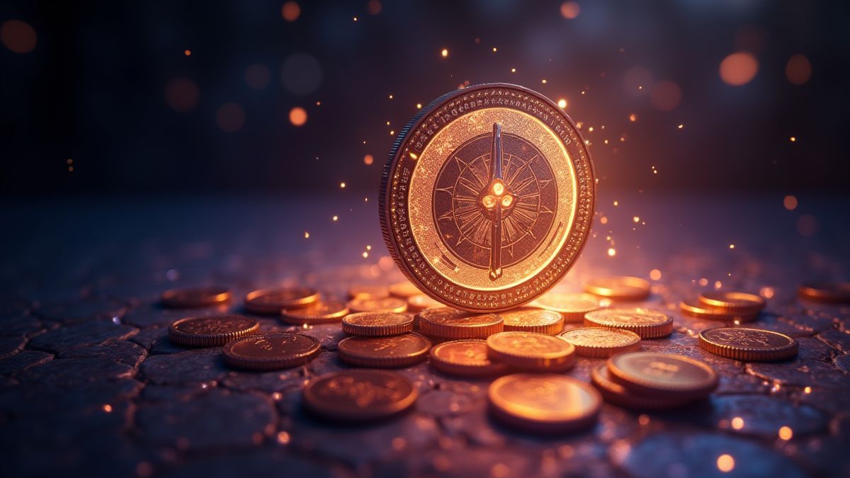 Un tour magique avec des pièces fixées sur une grille scintillante.