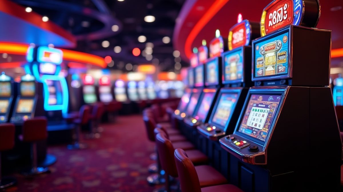 Colorful slot machines in a casino
