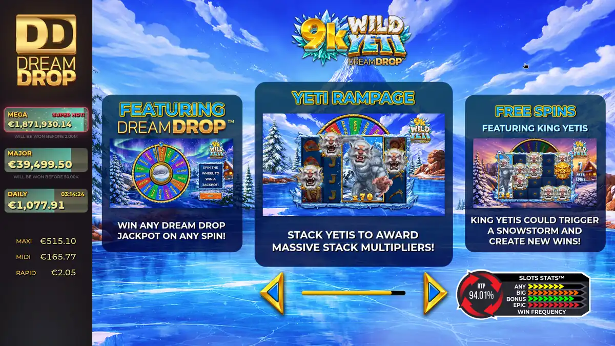 Écran d’introduction 1 de 9K Wild Yeti Dream Drop