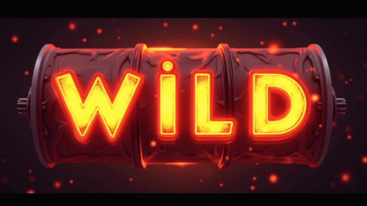 Symbole Wild lumineux s'étendant sur les rouleaux