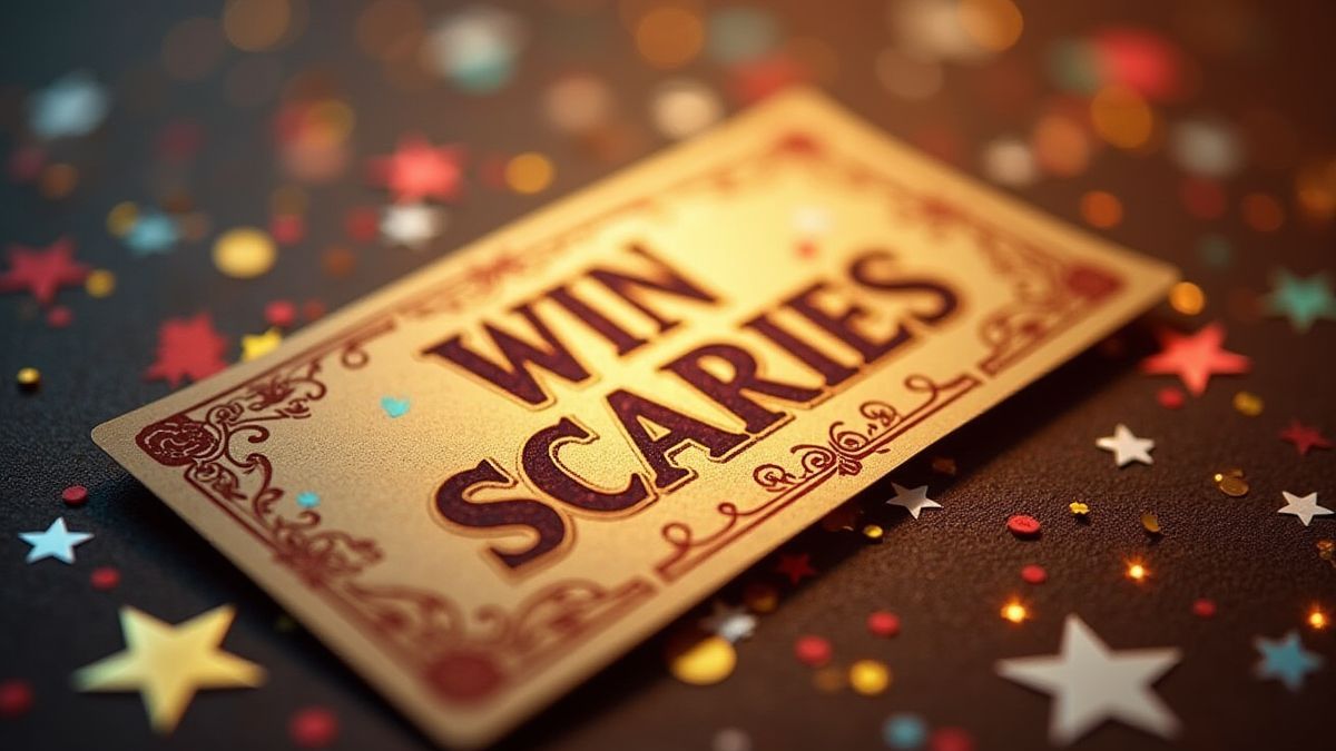 Een winnend kraslot met elementen van viering.