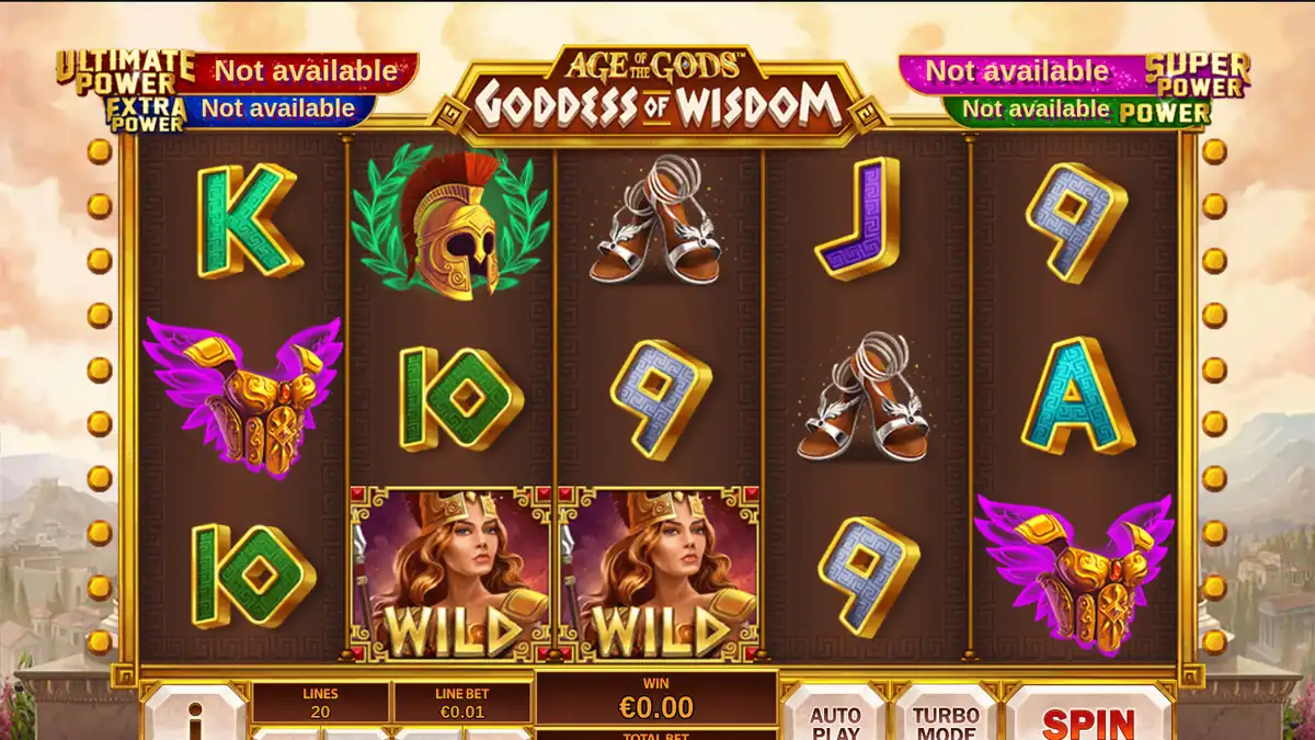Ecrã do jogo base Age of the Gods: Goddess of Wisdom