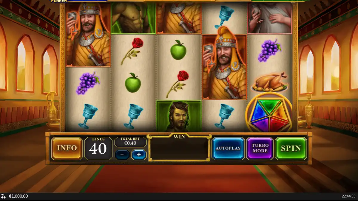 Ecrã do jogo base de Age of the Gods: Mighty Midas
