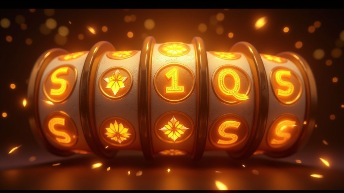 Símbolos dourados brilhando nos rolos do slot.