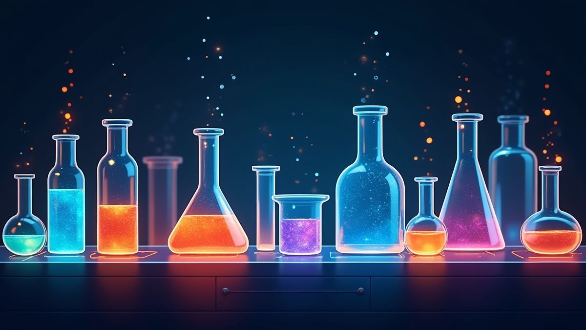 Glanzend laboratorium met proefbuizen en hologrammen.