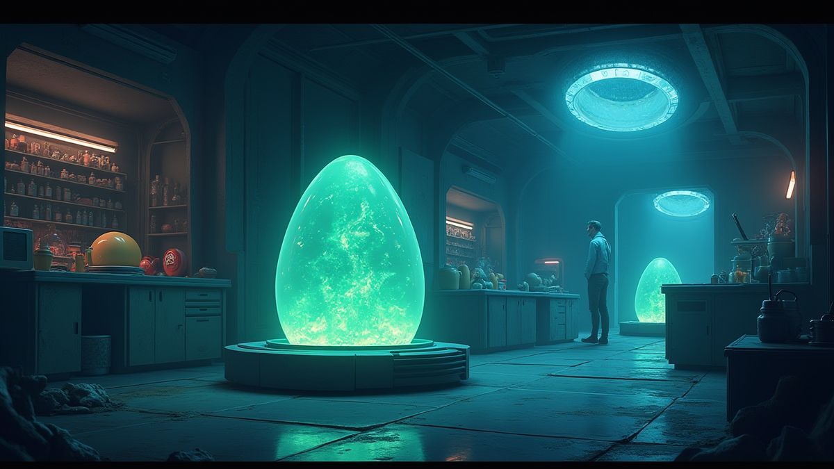 Alien-Eier in einem futuristischen Labor