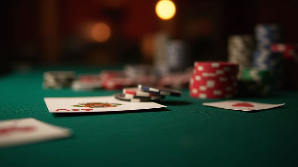 Ambiance classique de casino avec jetons et cartes de poker
