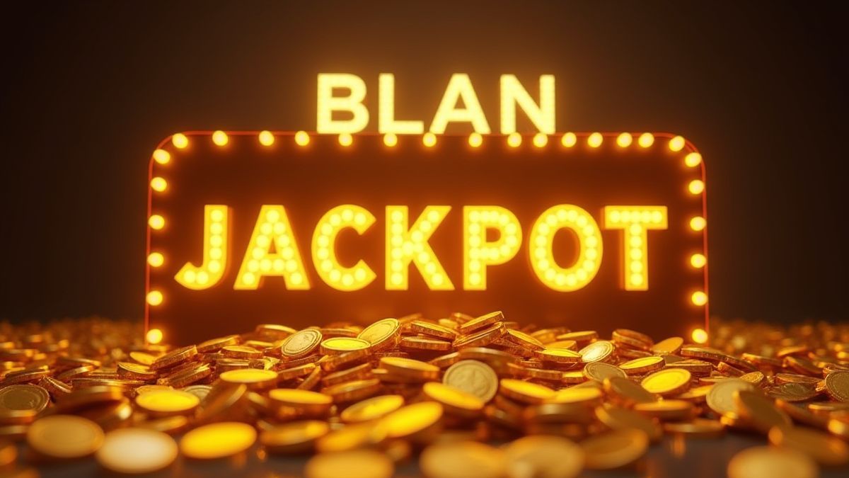 Moedas douradas brilhantes frente a um cartel de jackpot.