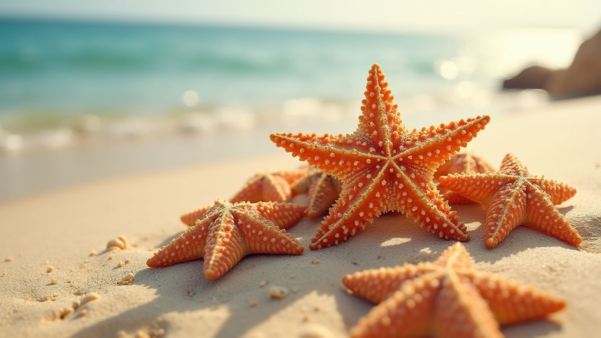 Animierter Seestern an einem tropischen Strand