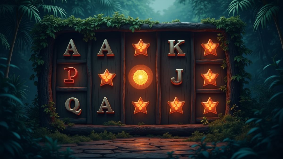 Interfaz de slot en un escenario selvático.