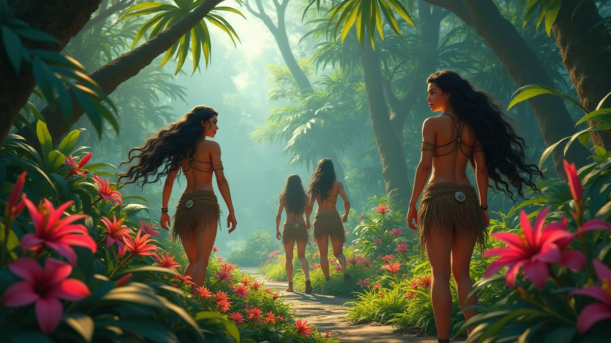 Der Amazonas mit Blumen und tapferen Kriegerinnen.
