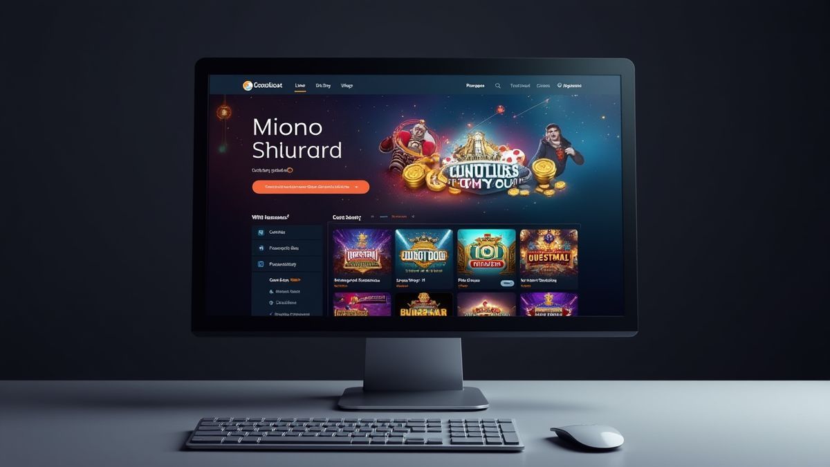 Tela de computador mostrando um cassino online moderno.