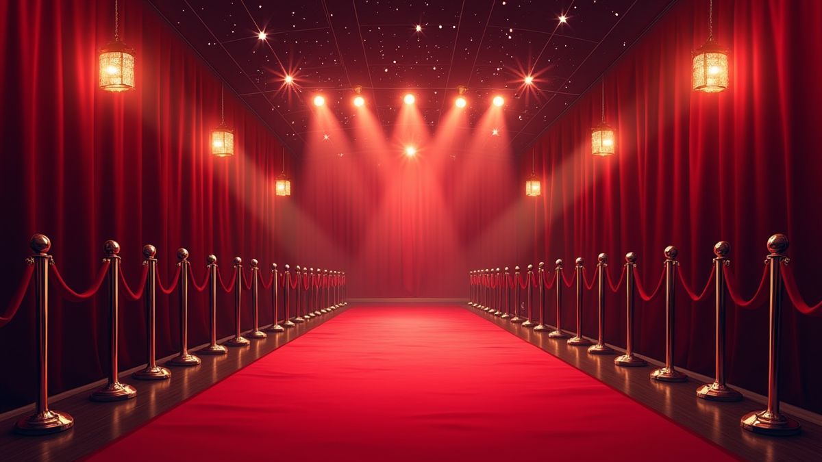 Une fête style Hollywood avec tapis rouge et lumières brillantes