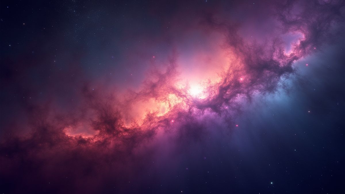 Nébuleuse brillante avec des couleurs vives et des étoiles lointaines dans l'espace.