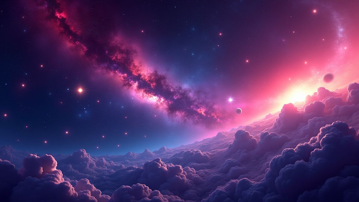 Jeu arcade thématique spatiale avec galaxies et étoiles filantes.