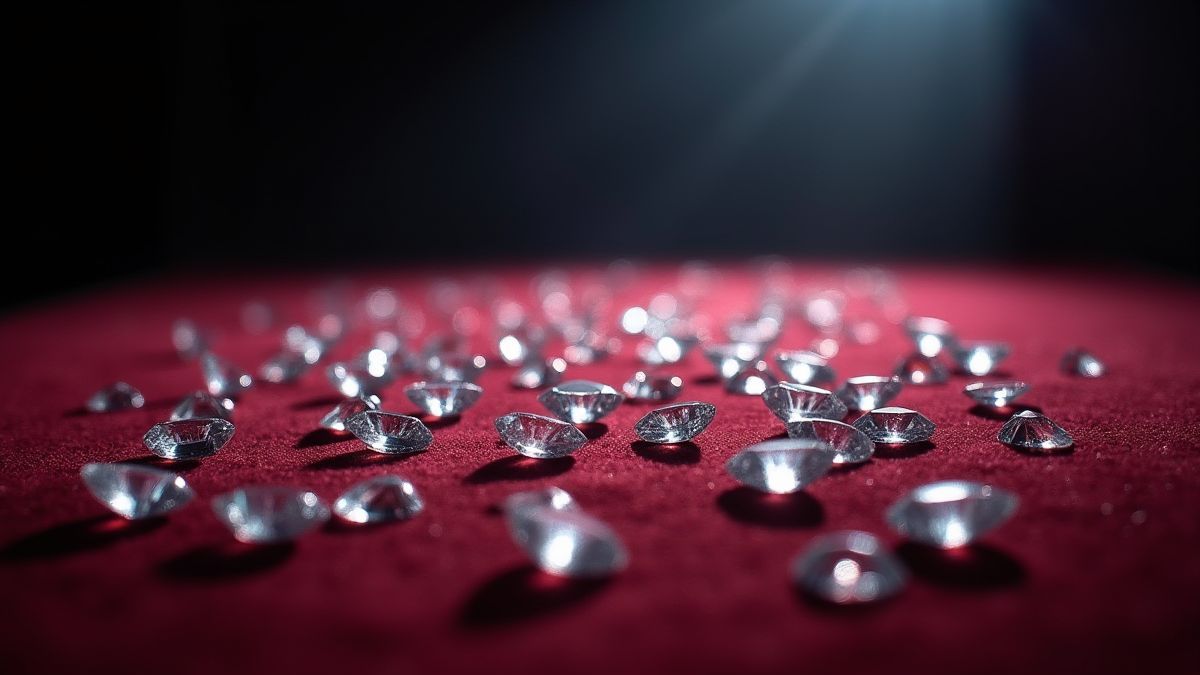 Brilliant diamonds on a velvet table.