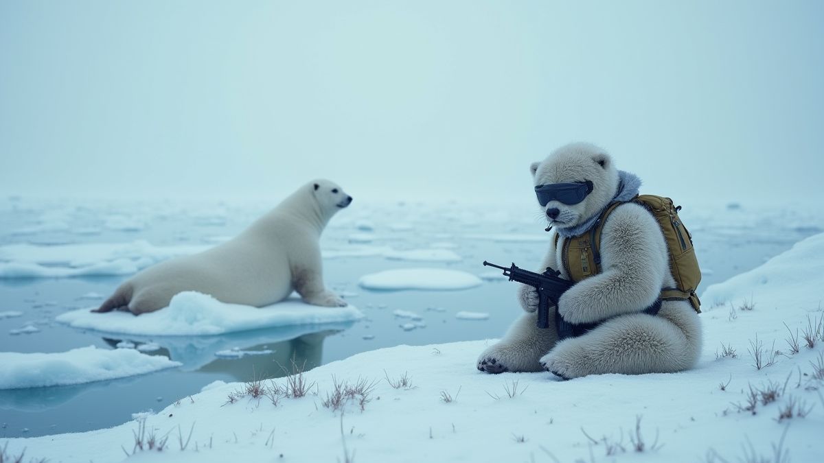 Paysage de l'Arctique avec des animaux espions.