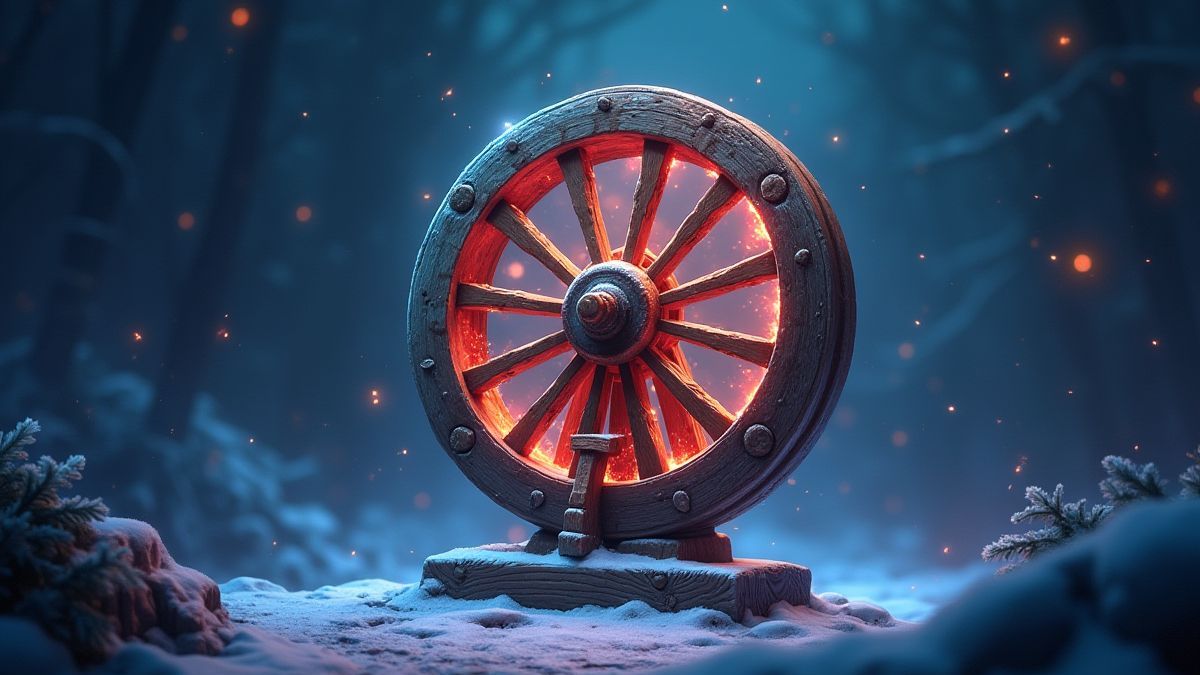 Rueda mágica girando en un slot con temática nórdica.