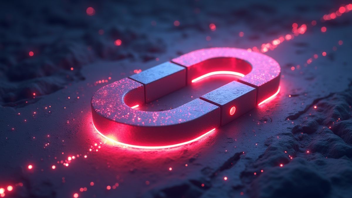 Futuristic magnet glowing with energy beams
