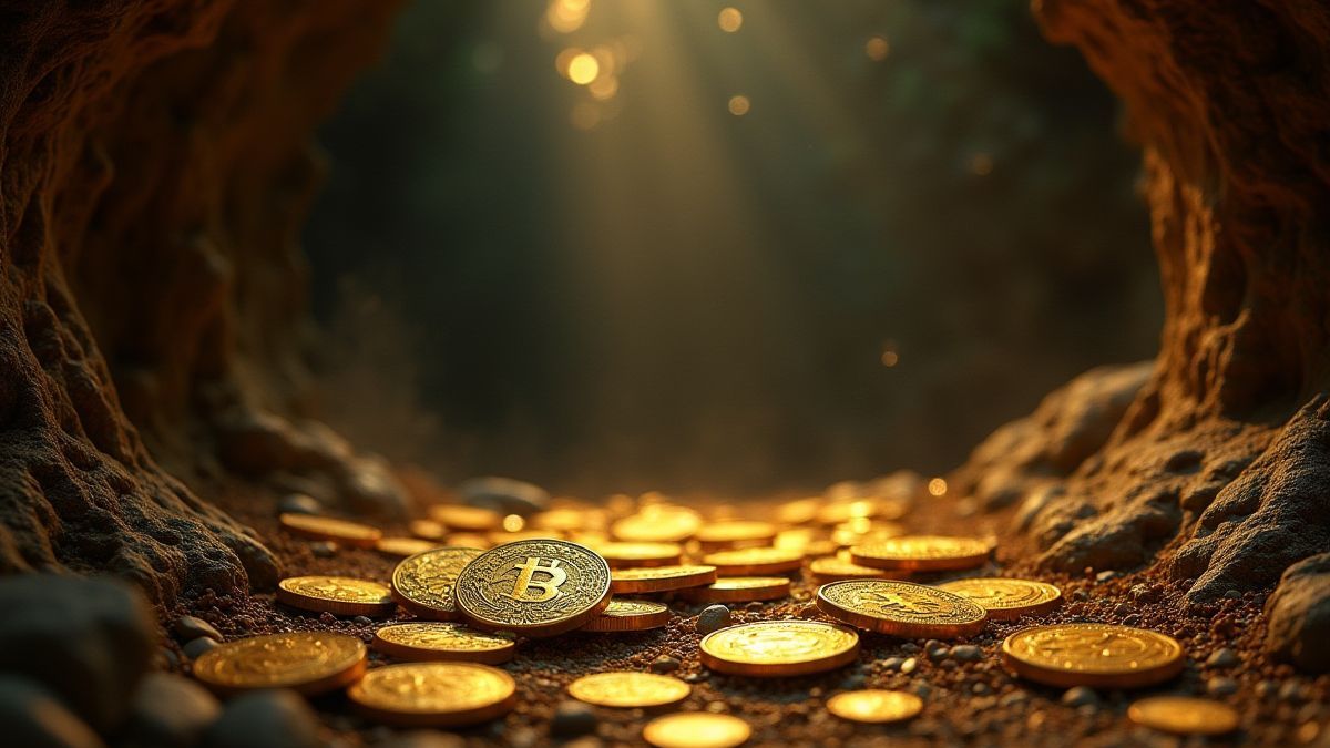 Monedas de oro y artefactos aztecas en una cueva mística.