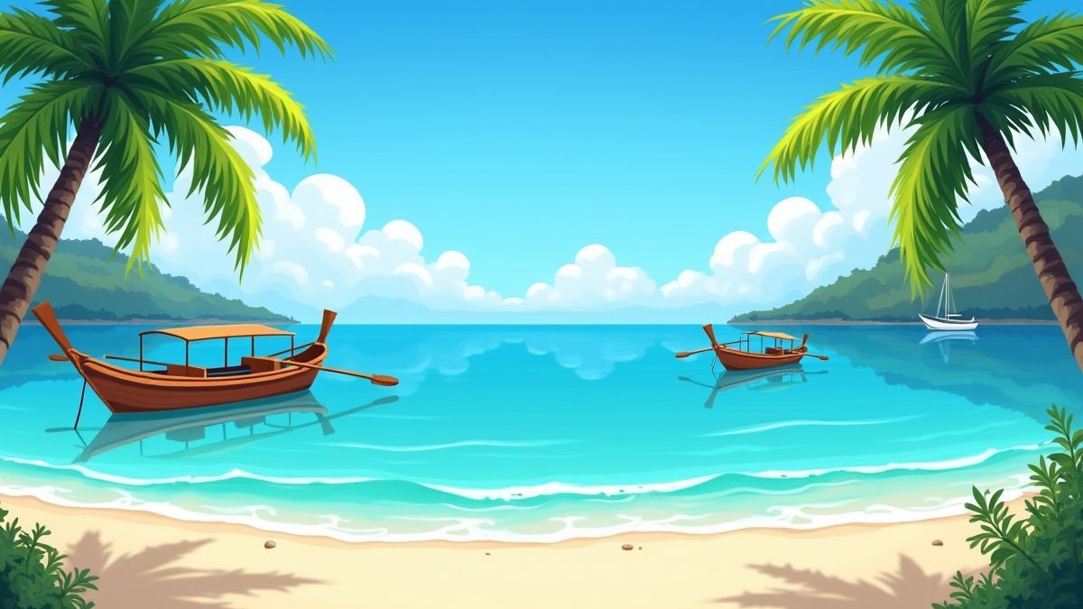 Paradijselijke strand in Bali met kristalhelder water en palmbomen.