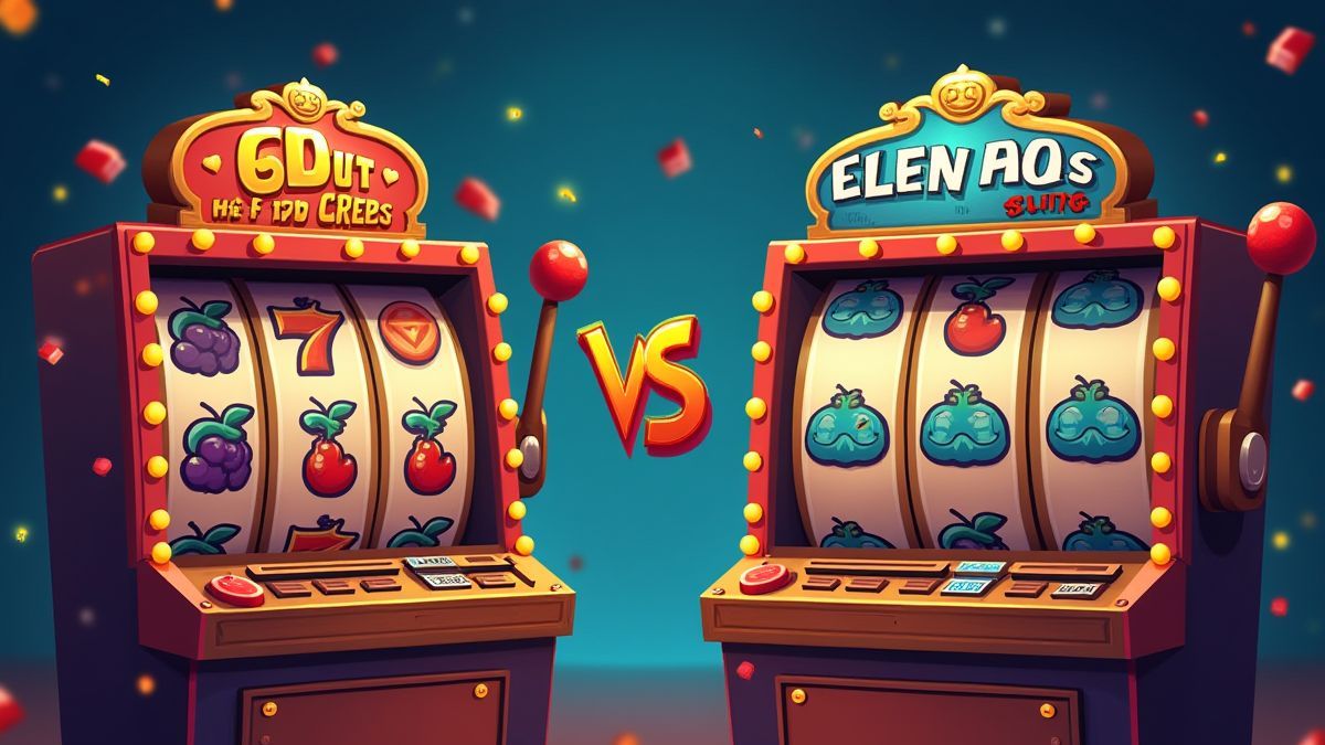 Comparação animada de temas extravagantes em slots.
